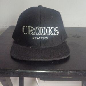 Crooks & Castles Black Snapback with White Embroidered Logo